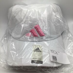 adidas Women's Influencer 3 Relaxed Strapback Hat Cap White Bliss Pink Logo New